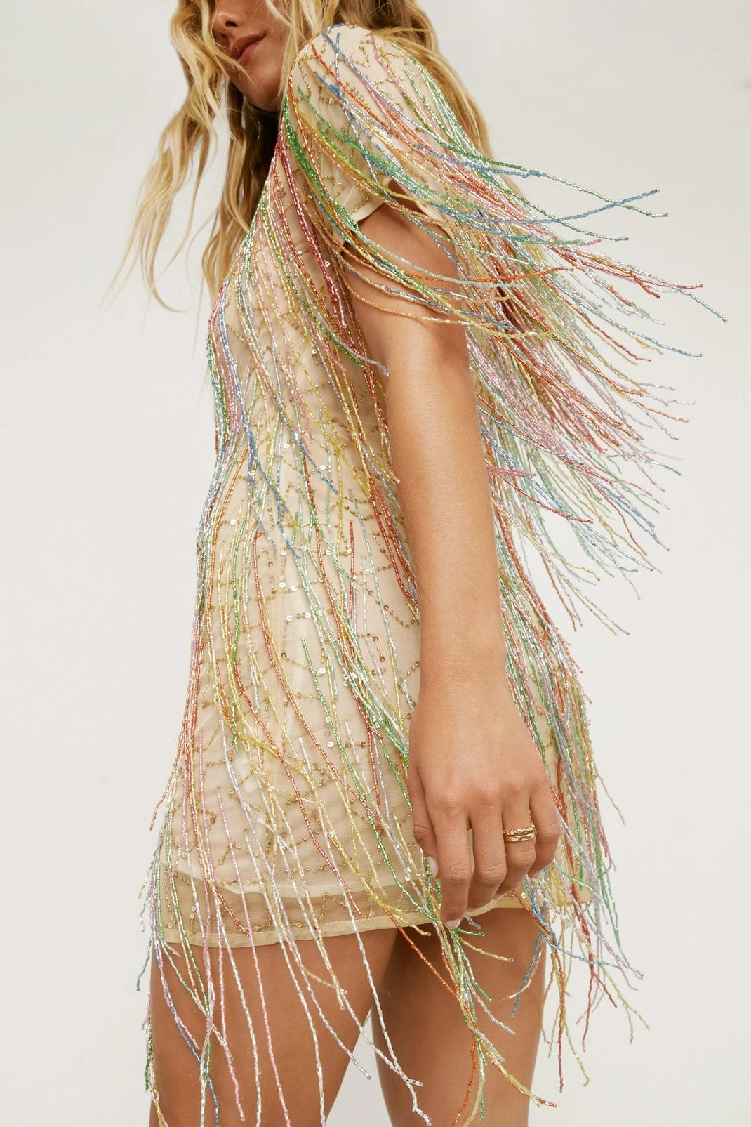 Tassel Beaded Mini Shift Dress 11 Tassel Beaded Mini Shift Dress - Image 9